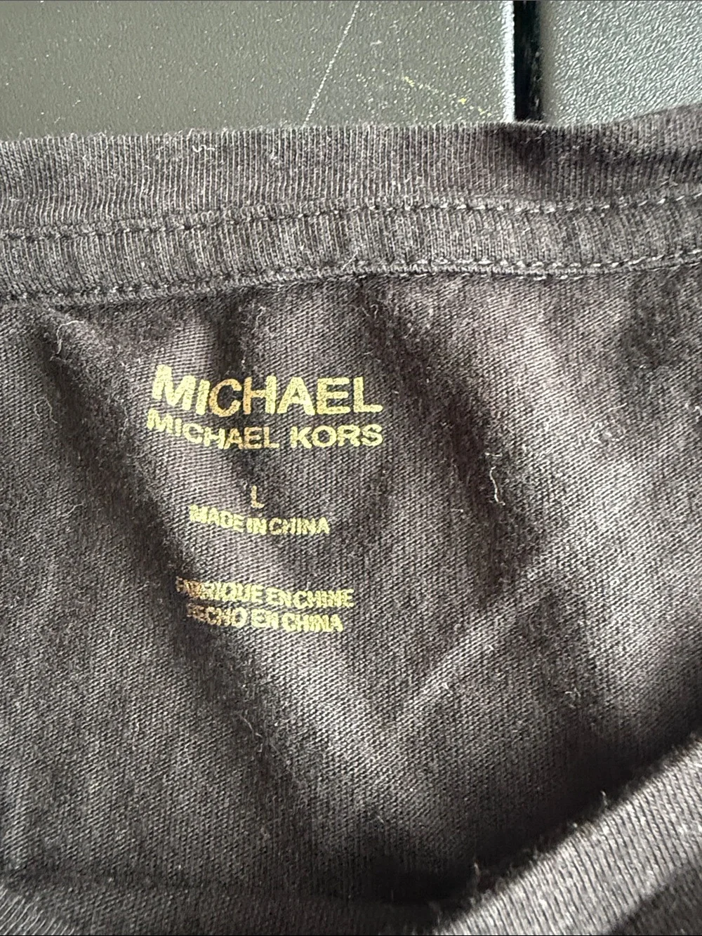 Michael Kors Black Tee with Gold Stud MK Logo